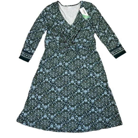 Lands' End Front Twist V-Neck Fit & Flare Knee Length Floral Dress Modal NWT - Picture 10 of 16